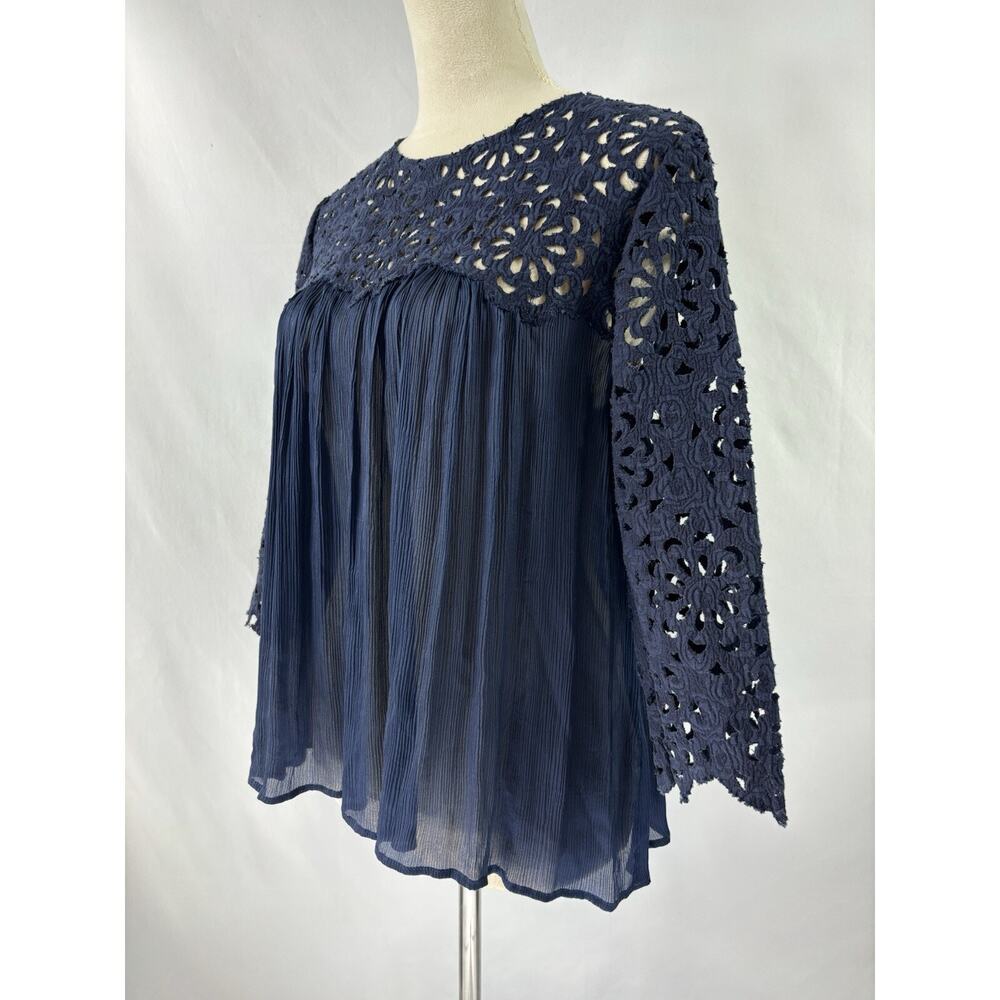 Sea New York Swing Top Navy Blue 4 Short Sleeve Lace